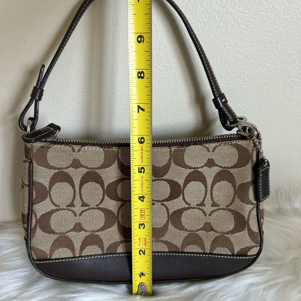 Coach Y2K Hampton Mini Baguette Tan and Brown Signature Shoulder Bag - Picture 5 of 5